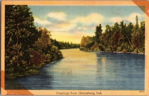 Scenic View, Greetings from Greensburg IN Vintage Postcard L62