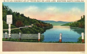 Vintage Postcard U.S. Highway 7 Tyron Bay On Lake Lure Western North Carolina NC