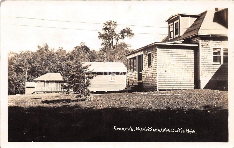 A74/ Curtis Michigan Mi Real Photo RPPC Postcard 1936 Emery's Manistique Lake