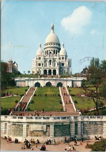 postcard Paris France - Sacre Coeur and gardens