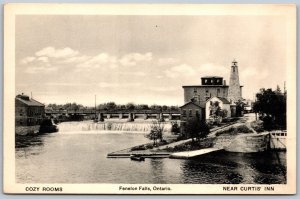 Postcard Fenelon Falls Ontario c1930s Stone Mill Lock Curtis Inn Cozy Rooms PECO