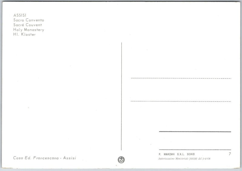 Holy Monastery Assisi Italy Mountain Buildings Postcard