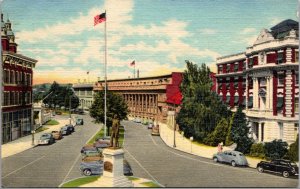 Linen Postcard Civic Center, Riverside Avenue in Spokane, Washington~2611