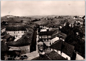 Vinchio D'Asti Panorama Italy Buildings Houses Real Photo RPPC Postcard