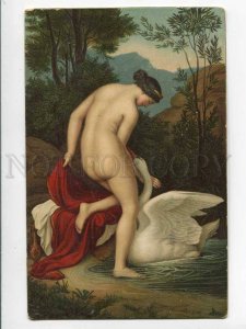 3034109 Nude LEDA dancing w/ White Swan. Vintage PC