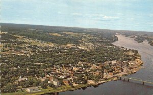 FREDERICTON, BC Canada   CITY & BRIDGE Bird's Eye View  VINTAGE Chrome Postcard