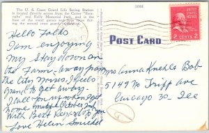 Grand Haven MI-Michigan, 1956 US Coast Guard Saving Station Old Vintage Postcard