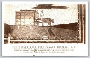 Mitchell South Dakota~Worlds Only Corn Palace Interior~Ox Wagon Mural~1939 RPPC