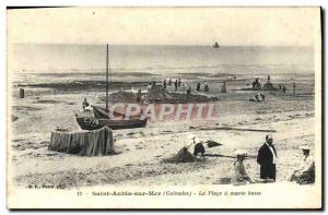 Old Postcard Saint Aubin sur Mer The Plage Maree Basse