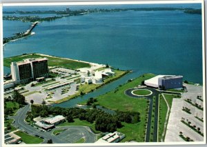 Aerial View, Sarasota Hyatt, Selby Library, Van Wezel Theatre FL Postcard C76 