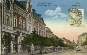 romania, SATU MARE, Piața I. C. Brătianu, Shops (1926) Postcard