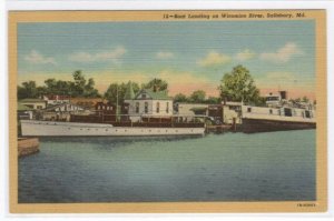 Boat Landing Wicomico River Salisbury Maryland linen postcard