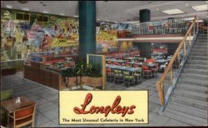 Longleys Cafeteria New York City 6th Ave at 50th Old Postcard