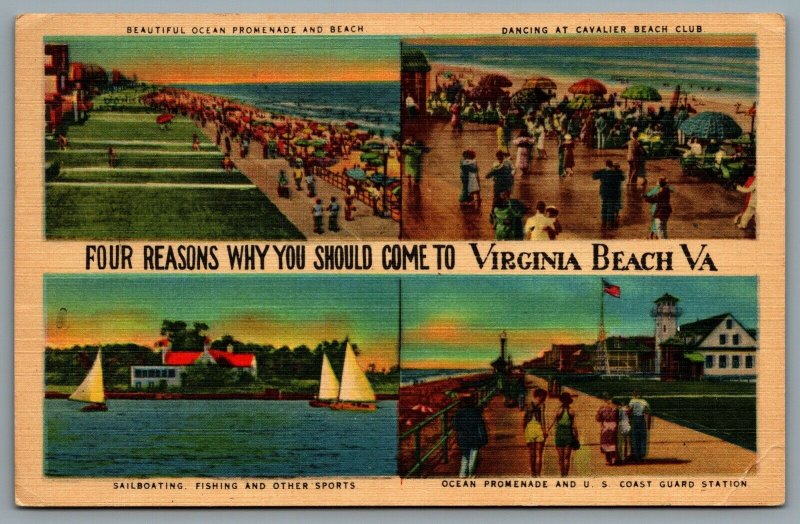 Postcard Virginia Beach VA c1949 Four Reasons Why You Should Come Multi View