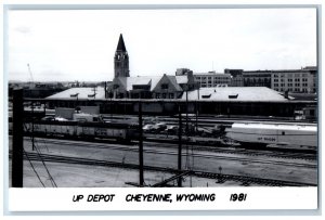 Cheyenne Wyoming WY Postcard RPPC Photo UP Depot Railroad Train Cars Scene