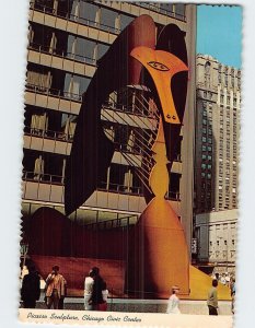 Postcard Picasso Sculpture Chicago Civic Center Illinois USA