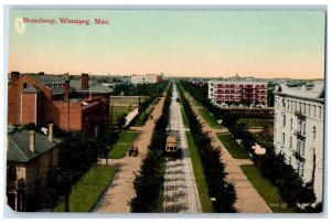 Winnipeg Manitoba Canada Postcard Broadway Trolley Car Railway c1910 Unposted