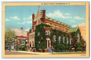 1955 St. Mary's Church Exterior Poughkeepsie New York NY Posted Postcard