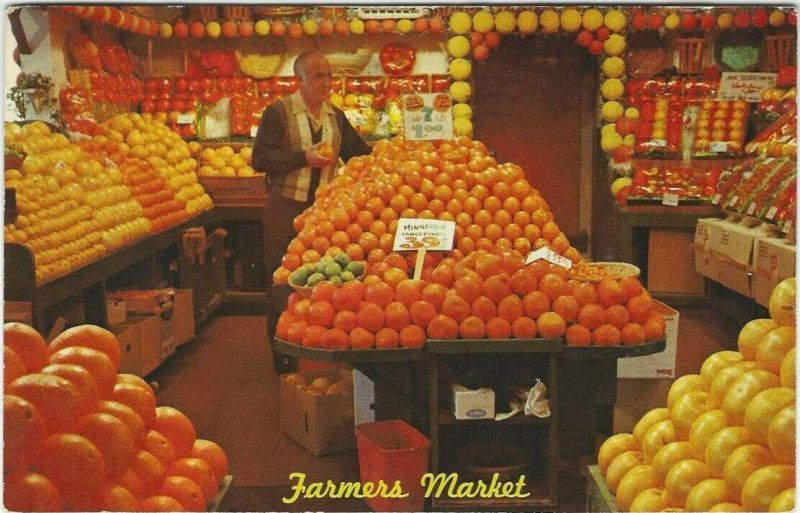 1968 postcard, Farmers Market, Hollywood, California