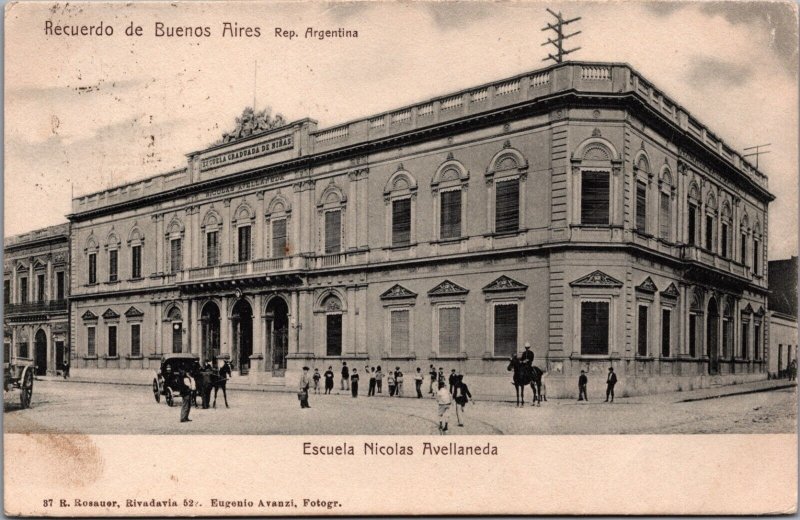 Argentina Recuerdo de Buenos Aires Escuela Nicolas Avellaneda Postcard C091