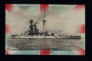 nb0223 - Royal Navy Warship - HMS Resolution (Battleship) - postcard