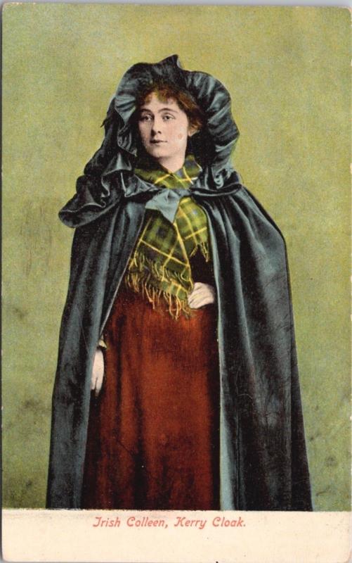 Irish Colleen Kerry Cloak Ireland Unused Antique Postcard E25 