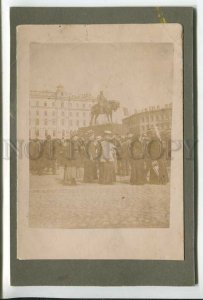 438228 Russia Saint-Petersburg monument emperor Alexander III Old photo on mat