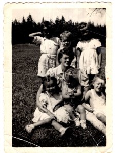 Grandmother, Grandchildren, Vintage Black and White Photo 3.5 X 5, 1949