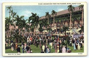 1933 MIAMI FLORIDA MIAMI JOCKEY CLUB GRANDSTAND FROM PADDOCK POSTCARD P2705