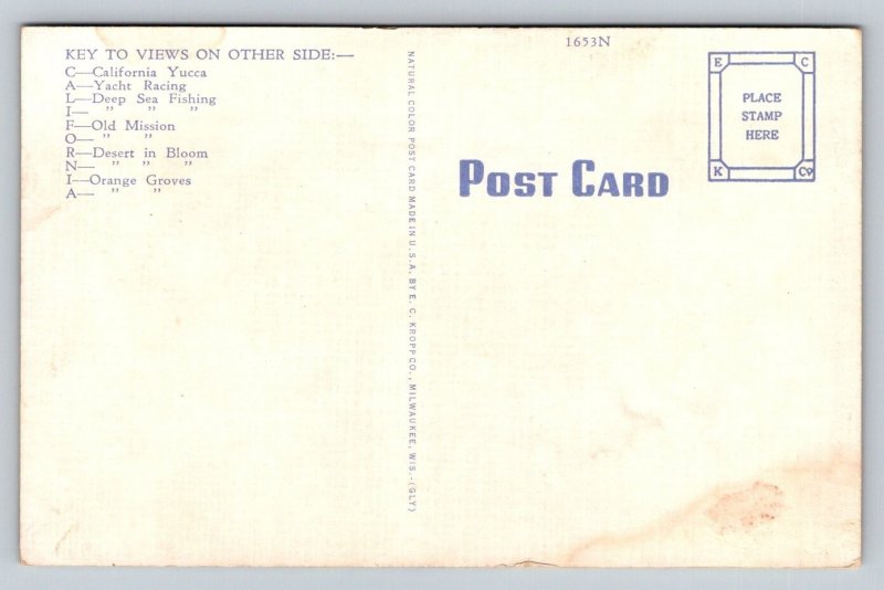 Large Letter Greetings  Southern  California    Postcard