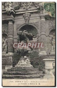 Old Postcard Paris 6th Luxembourg Gardens stop the fountain of Medicis