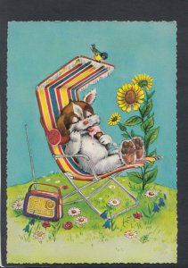 Children Postcard - Illustration of a Dog Relaxing in a Chair  RR7255