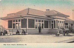 Robinson Illinois Big Four Depot Train Station Vintage Postcard AA22447