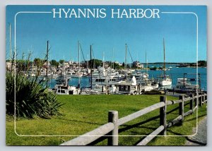 Hyannis Harbor at Lewis Bay Marina CAPE COD MA 4x6 Vintage Postcard 0350