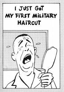 Man Crying After First Military Haircut Comic Military Unused 