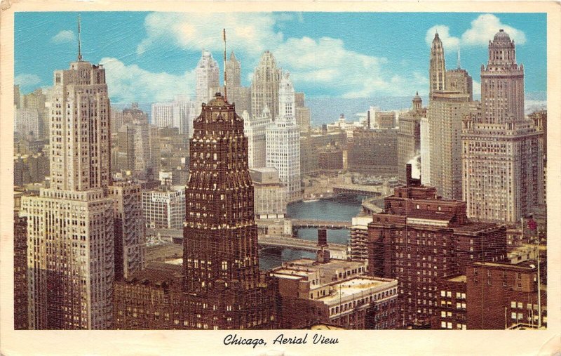 US1 USA Chicago aerial view East from Kemper building 1963 postcard