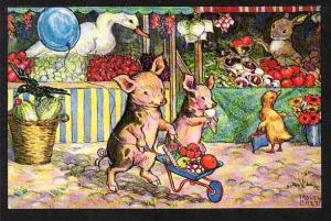 When Piglets go to Market Molly Brett Post Card  5124