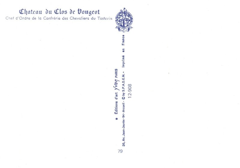 Postcard Chateau Du Clos De Vougeot Castle Cistercian Monks Vougeot, France 