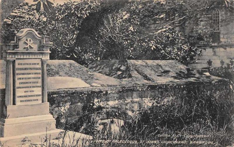 Barbados St John's Church Tomb of Paleolocus Antique Postcard J79267