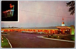 Vtg Wauseon Ohio OH Exit 3 Motel Old Cars Turnpike 1960s View Chrome Postcard