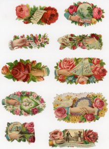 1880s-90s Die Cut Victorian Hands Reveal w/ Flowers Lot 3 F220