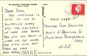 Postcard WATER SCENE Thousand Islands Ontario ON AI0176