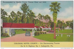Exterior,  Colonial Hotel Courts,  on U.S. Hwy No.1,  Jacksonville,  Florida,...