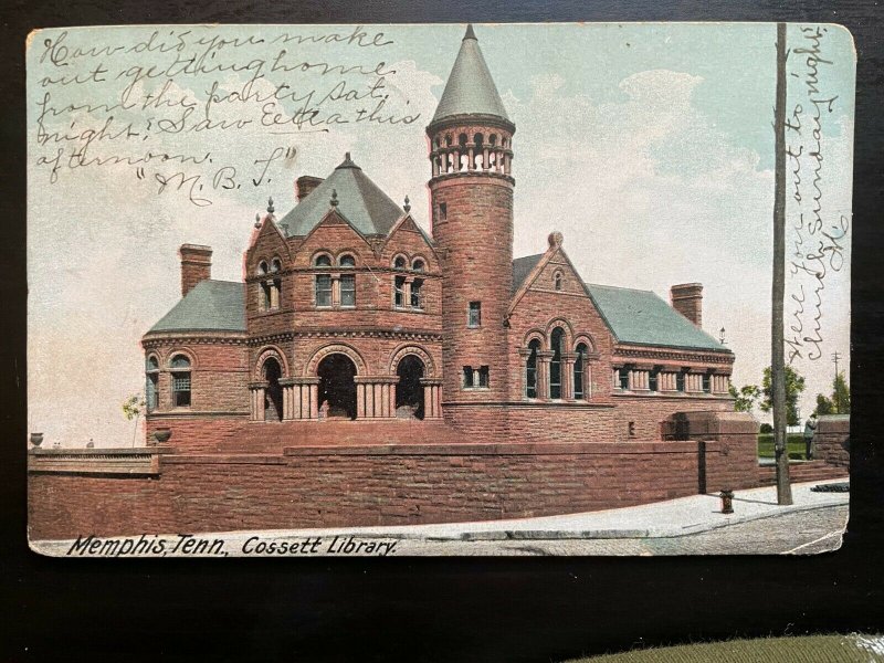 Vintage Postcard 1907 Cossett Library Memphis Tennessee