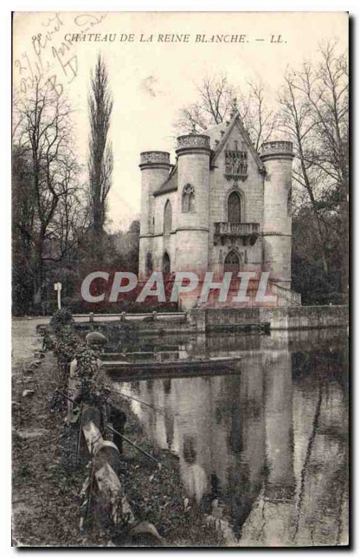 Old Postcard Chateau de la Reine Blanche Fishing Fisherman