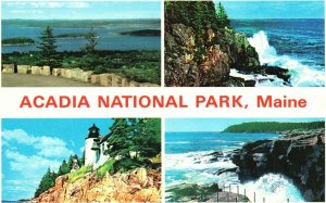 Vintage Postcard Multi View of Famous Places Acadia National Park Maine ME