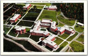 Macon Georgia, Aerial View of Greater Wesleyan College School, Vintage Postcard