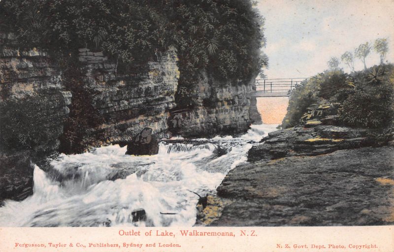 Outlet of Lake, Waikaremoana, New Zealand, Early Postcard, Unused