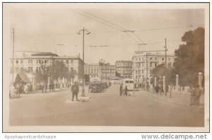 Algeria Constantine Street Scene Policeman Old Cars Rue Lamoriciere Real Photo