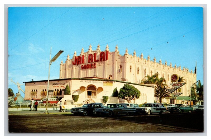 Fronton Palacio Palace Jai Alai Stadium Tijuana Mexico UNP Chrome Postcard M20